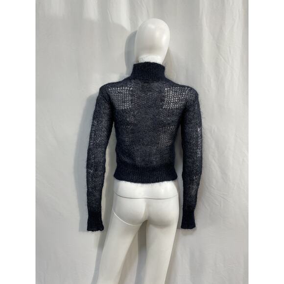 Woolrich See-Through Blue Cashmere  Mohair Wool Blend Knit Top Size XS - Picture 2 of 3